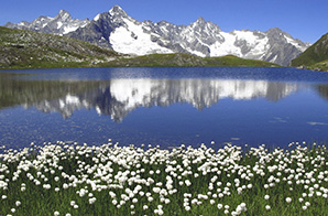 Blick über den Fenetresee zum Mont-Blanc-Massiv © Bogdan Lazar (iStockphoto.com)